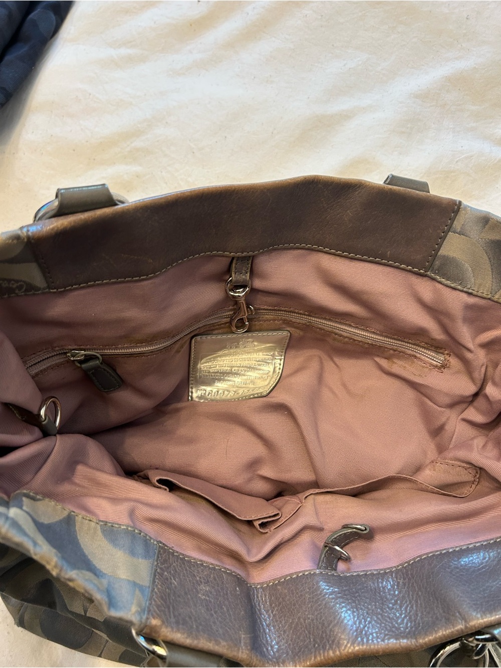 Coach Gray Monogram Canvas Tote with Dark Gray Leather Trim - Picture 3 of 4
